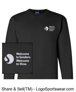 Embroidered Champion Adult Powerblend Crewneck Sweatshirt - Welcome to How Stacked Logo, Black Design Zoom